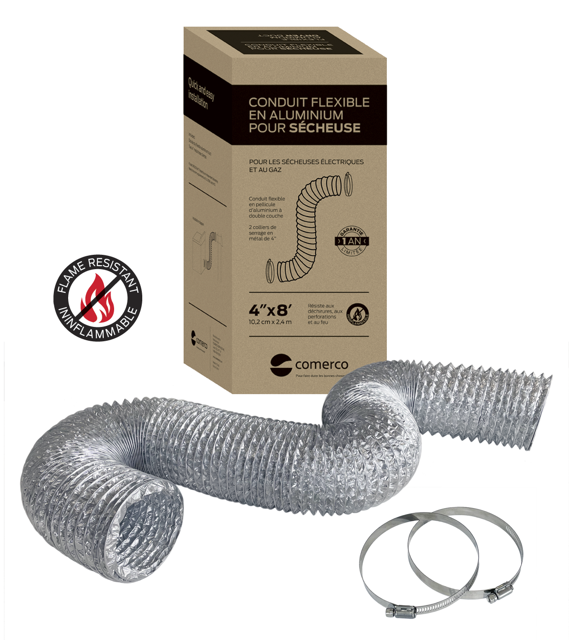 CONDUIT FLEXIBLE EN ALUMINIUM POUR SÉCHEUSE